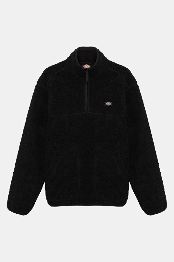 Siyah Relax Kalıp Bisiklet Yaka Sweatshirt