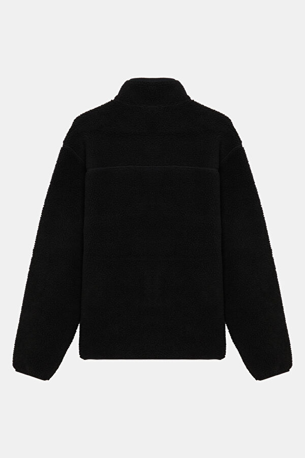 Siyah Relax Kalıp Bisiklet Yaka Sweatshirt 2