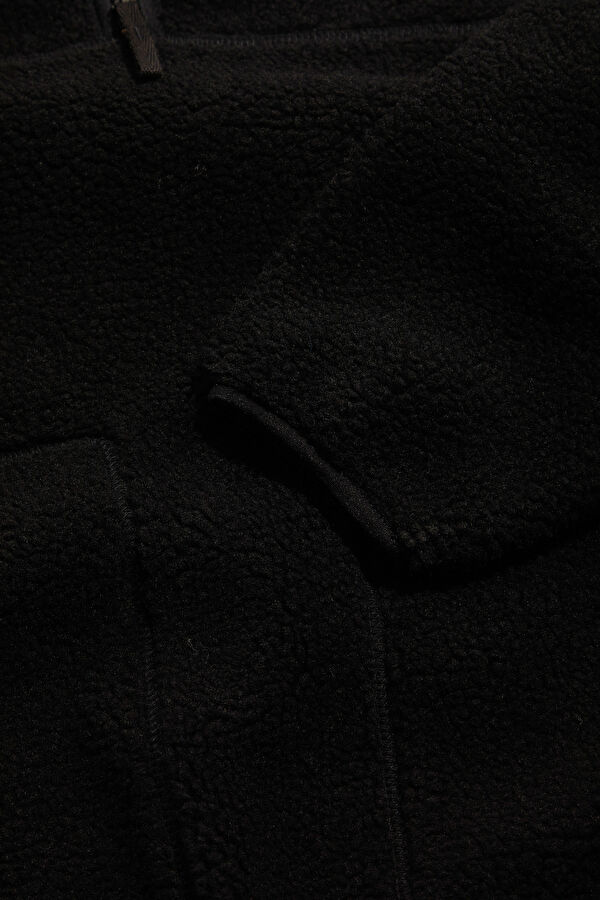 Siyah Relax Kalıp Bisiklet Yaka Sweatshirt 4