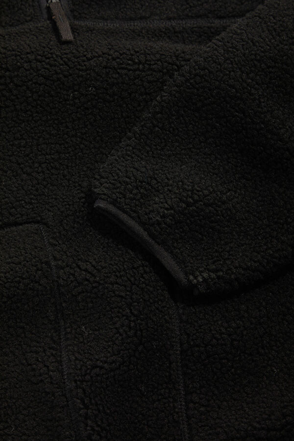 Siyah Relax Kalıp Bisiklet Yaka Sweatshirt 5