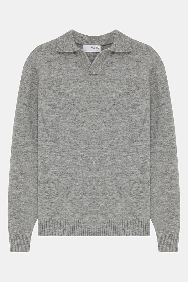 Light Grey Wool Knit Men's Sweater