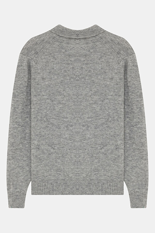 Light Grey Wool Knit Men's Sweater 2