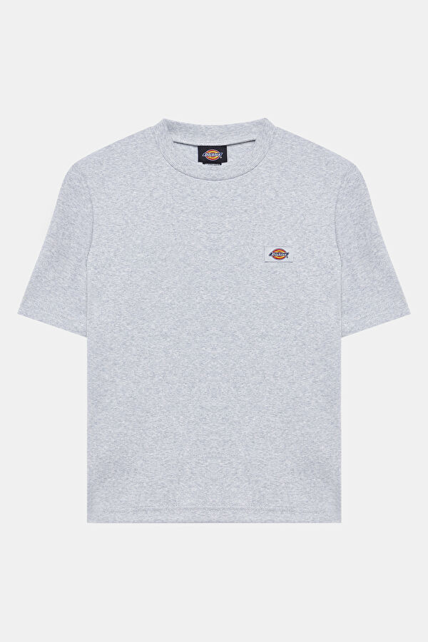 Dar Kalıp Açık Gri O Yaka T-Shirt