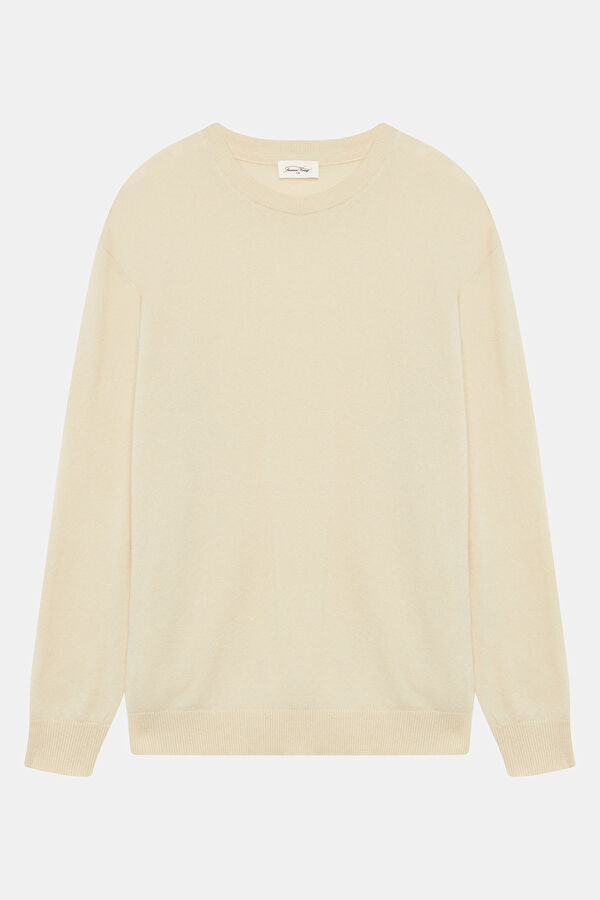 Cream Wool Knit Men's Sweater