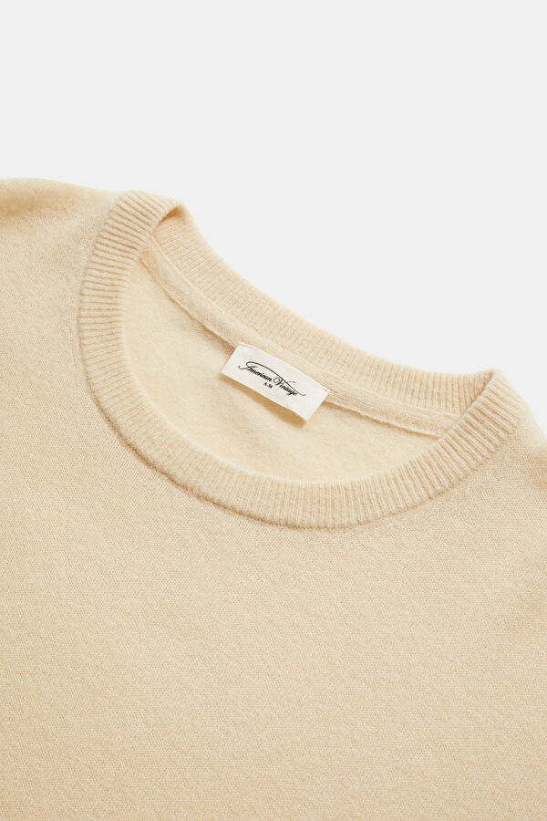 Cream Wool Knit Men's Sweater 3