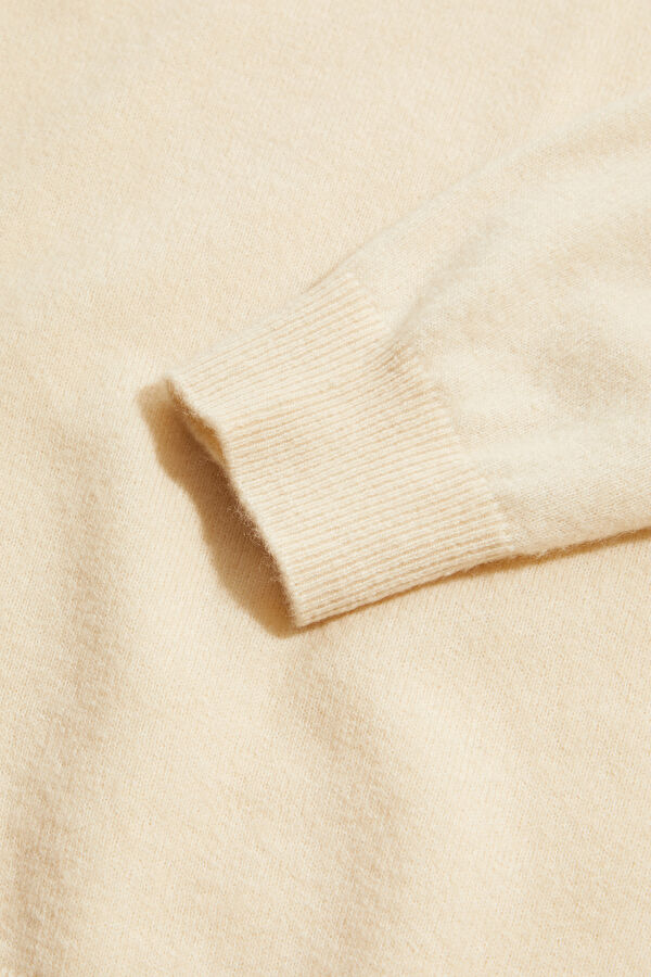Cream Wool Knit Men's Sweater 4