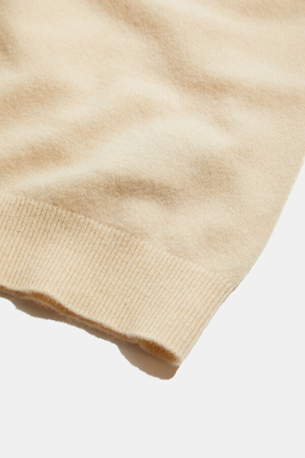 Cream Wool Knit Men's Sweater 5