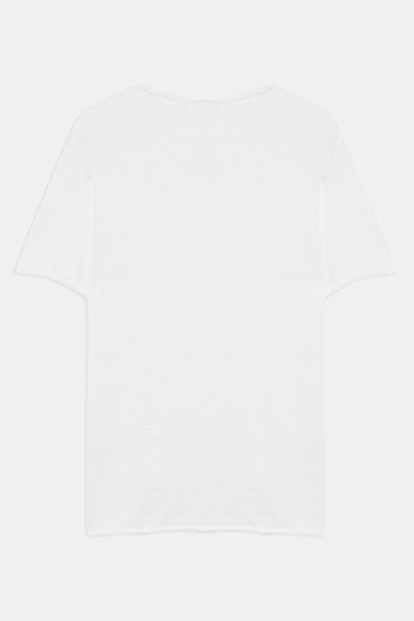 Relax Kalıp Beyaz Bisiklet Yaka T-Shirt 2