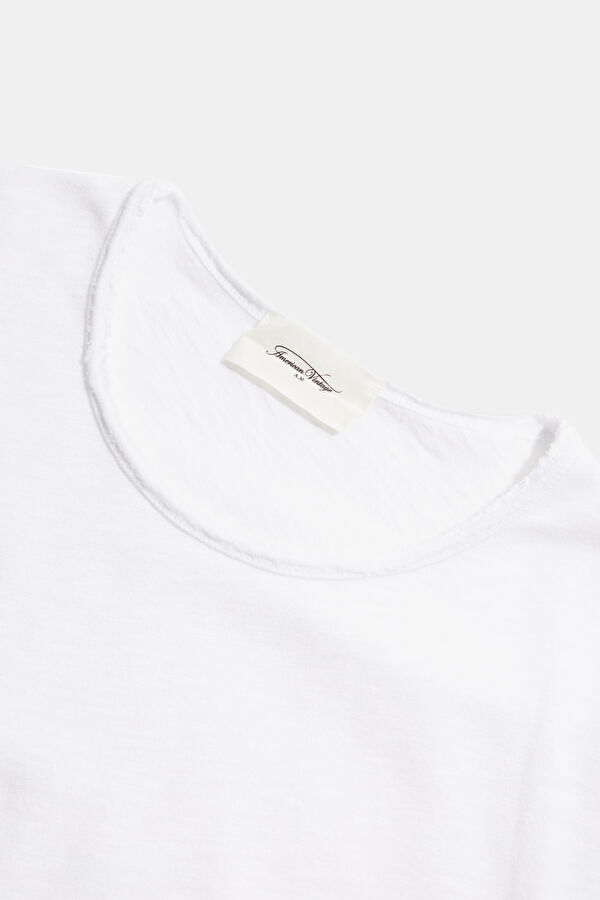 Relax Kalıp Beyaz Bisiklet Yaka T-Shirt 3