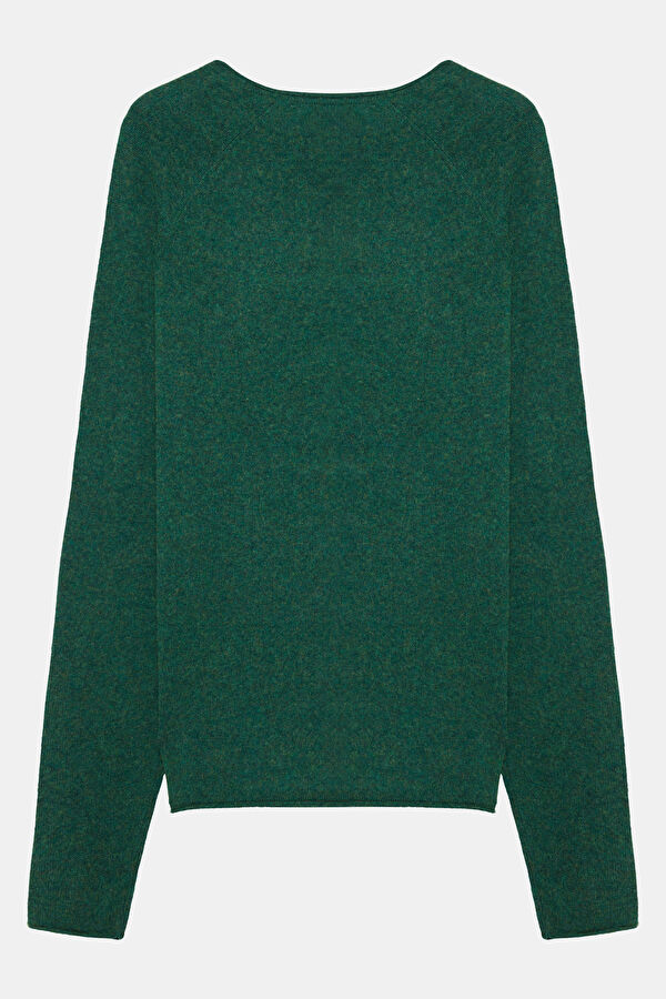 Green Wool Knit Men's Sweater 2