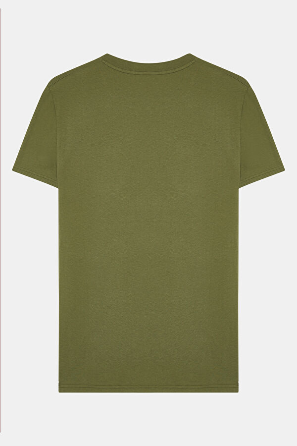 Khaki Crew Neck Men's T-Shirt 2