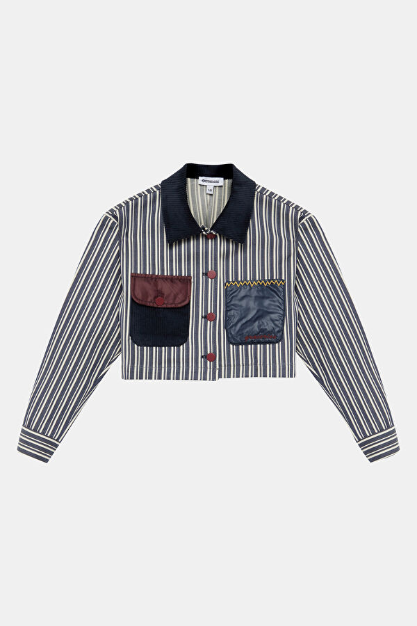 Navy Blue Buttoned Kids' Jacket