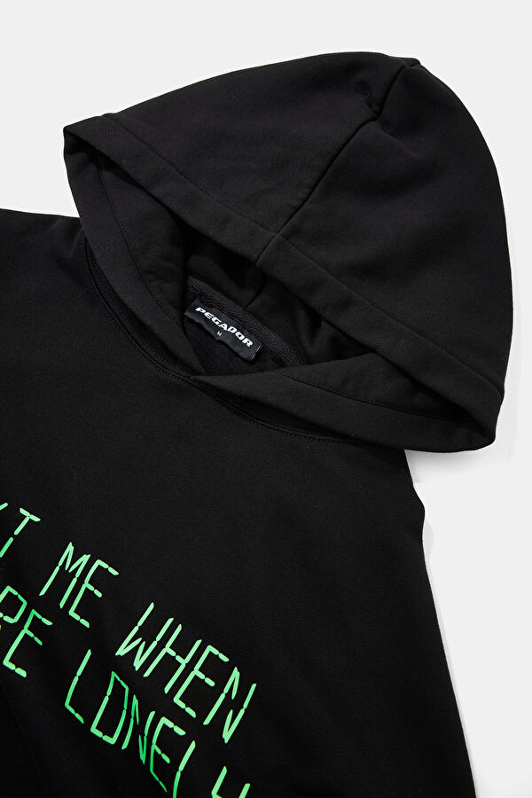 Siyah Oversize Kapuşonlu Erkek Sweatshirt 3