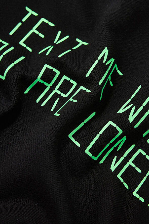 Siyah Oversize Kapuşonlu Erkek Sweatshirt 4