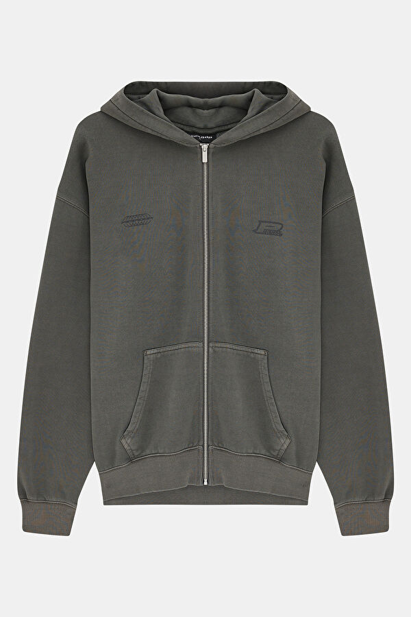 Antrasit Oversize Kapuşonlu Erkek Sweatshirt