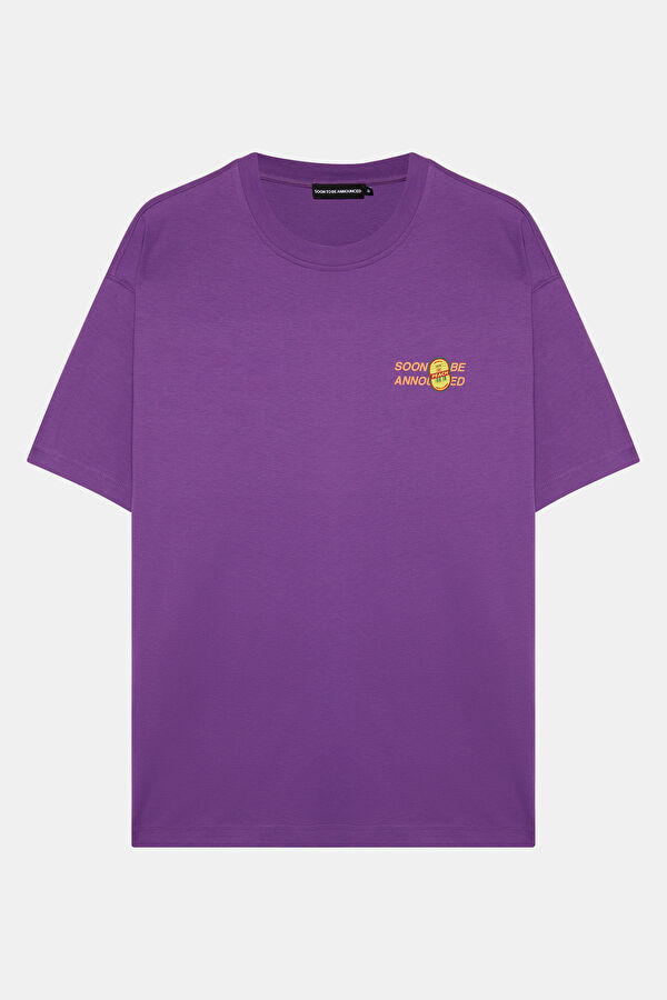 Relax Fit Purple Crew Neck Printed Men's T-Shirt