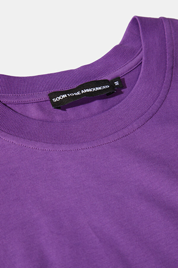 Relax Fit Purple Crew Neck Printed Men's T-Shirt 3