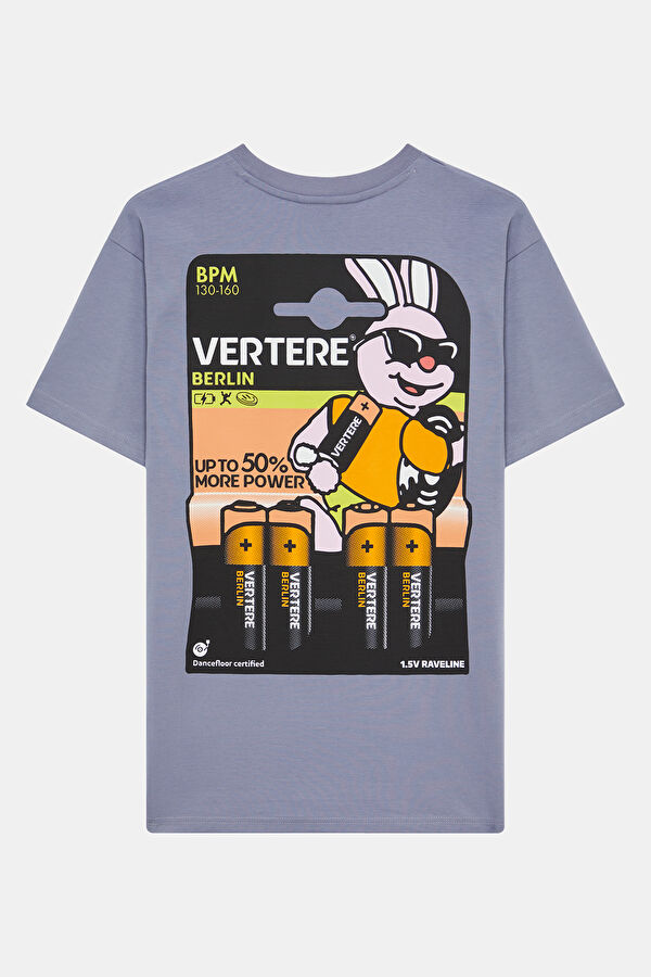 Relax Kalıp Mor Bisiklet Yaka Baskılı Erkek T-Shirt 2