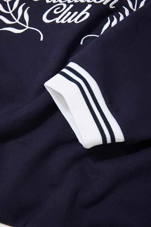 Lacivert Relax Kalıp Bisiklet Yaka Erkek Sweatshirt 5