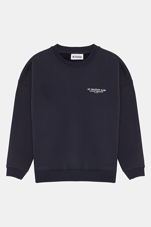 Navy Relaxed Fit Crew Neck Men's Sweatshirt