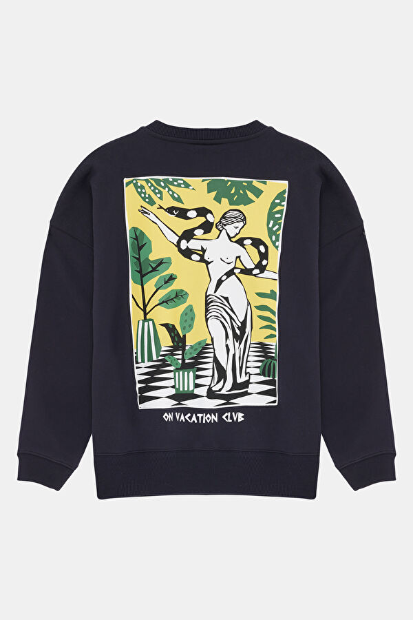 Navy Relaxed Fit Crew Neck Men's Sweatshirt 2