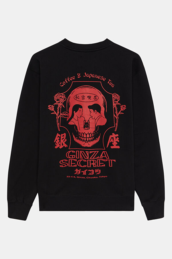 Siyah Relax Kalıp Bisiklet Yaka Erkek Sweatshirt 2