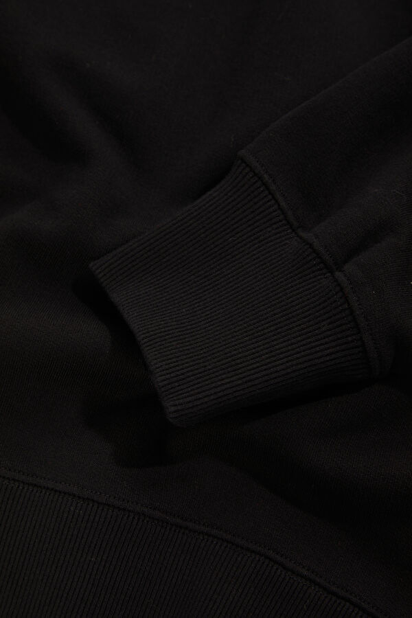 Siyah Relax Kalıp Bisiklet Yaka Erkek Sweatshirt 4