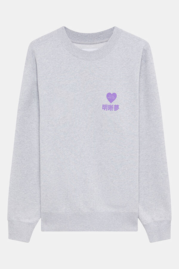 Gri Relax Kalıp Bisiklet Yaka Erkek Sweatshirt
