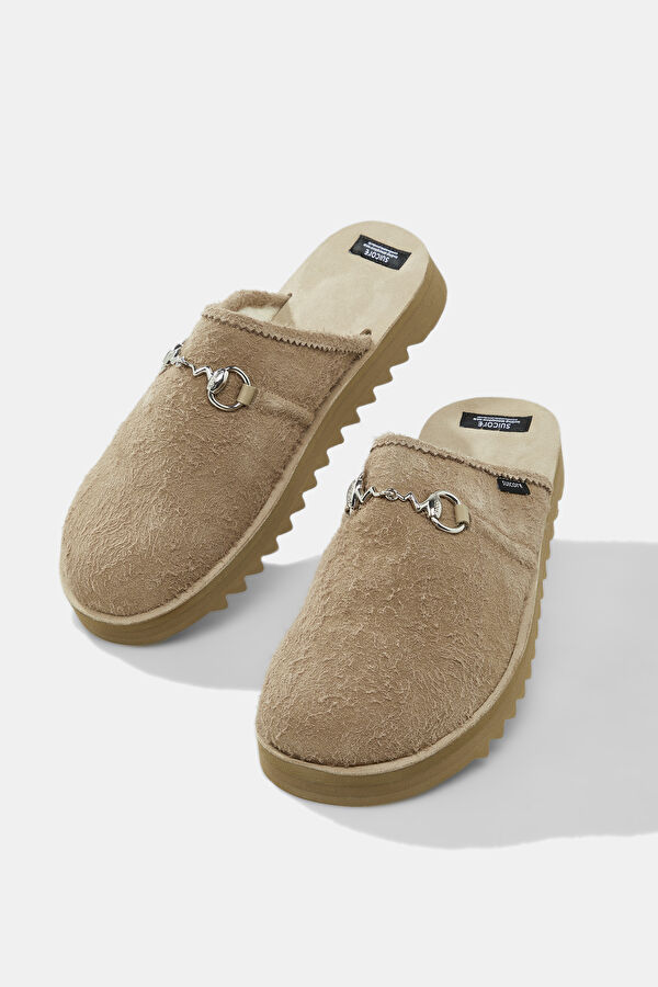 Beige Men's Suede Slippers 4