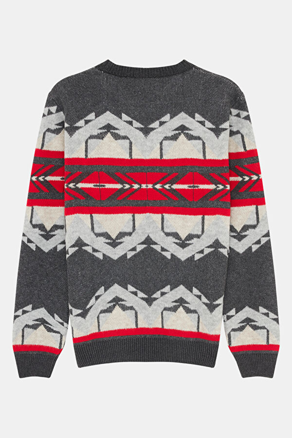 Multicolored Jacquard Viscose Knit Men's Sweater 2