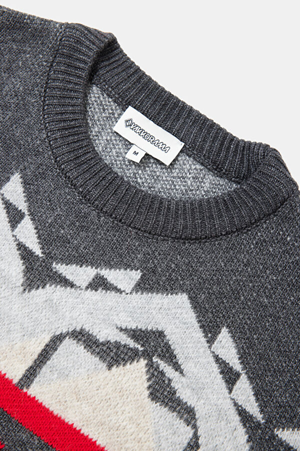 Multicolored Jacquard Viscose Knit Men's Sweater 3