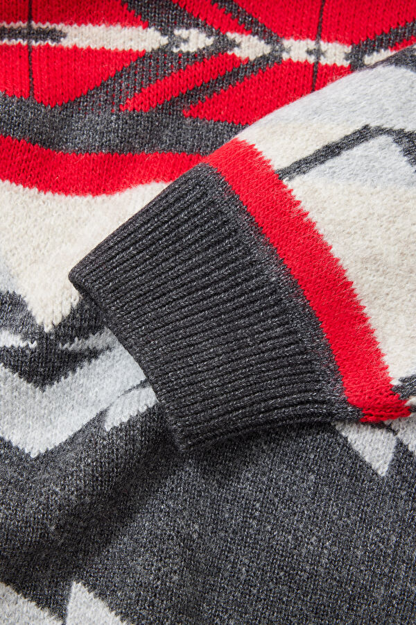 Multicolored Jacquard Viscose Knit Men's Sweater 4