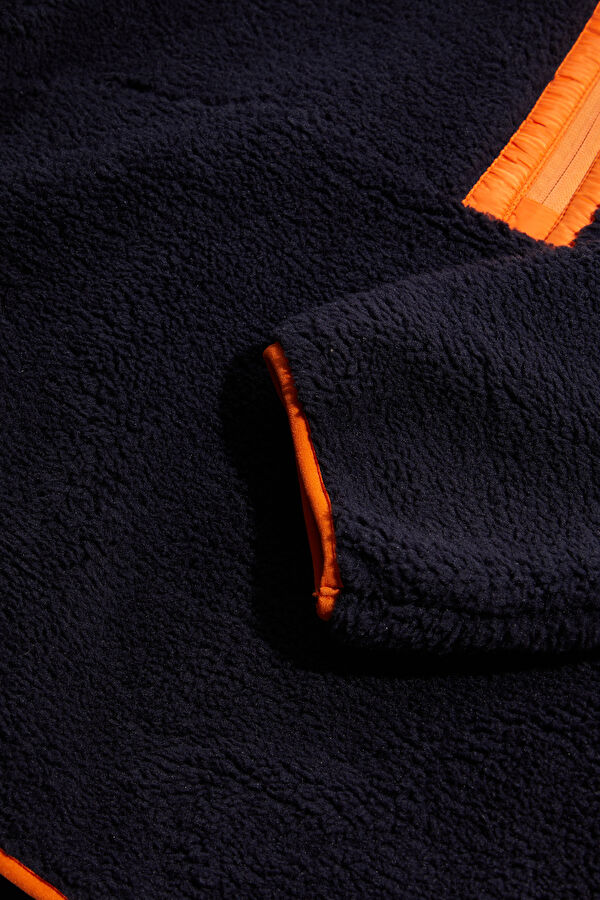 Lacivert Relax Kalıp Dik Yaka Erkek Sweatshirt 4