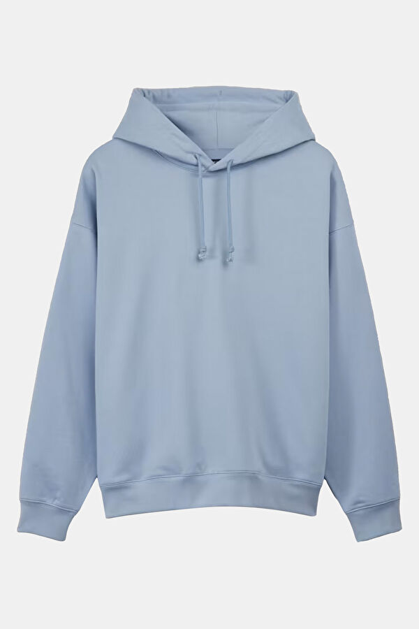Mavi Relax Kalıp Kapuşonlu Erkek Sweatshirt