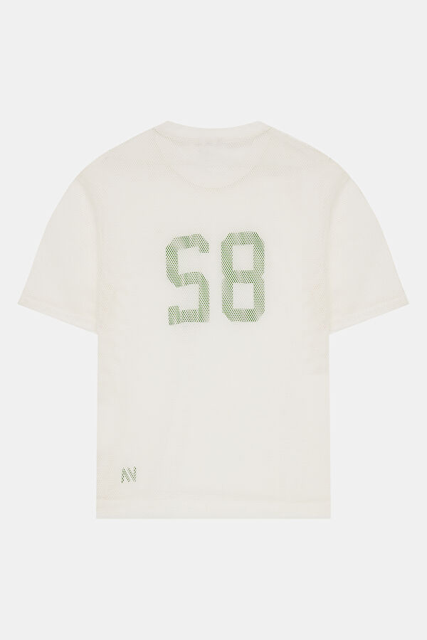 Ekru Bisiklet Yaka Baskılı T-Shirt 2