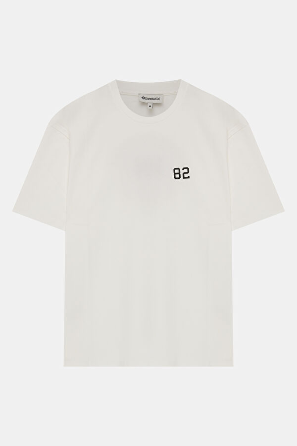 Ecru Crew Neck Printed T-Shirt