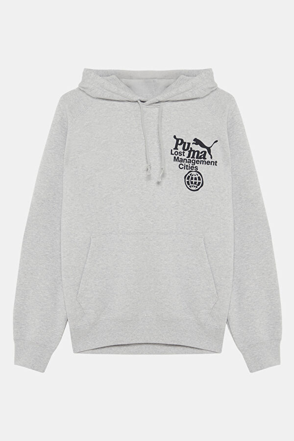 X LMC Açık Gri Relax Kalıp Kapuşonlu Erkek Sweatshirt