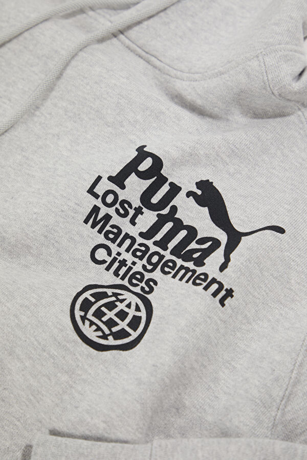 X LMC Açık Gri Relax Kalıp Kapuşonlu Erkek Sweatshirt 4