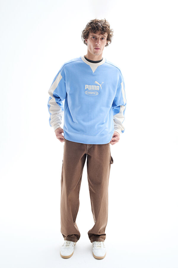 Kahve Relax Kalıp Bisiklet Yaka Erkek Sweatshirt