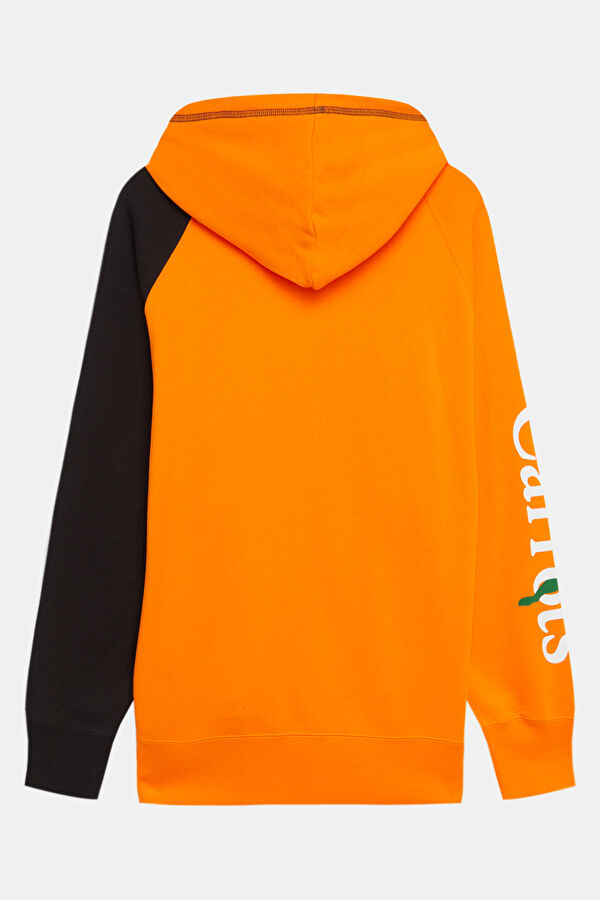 Turuncu Relax Kalıp Kapuşonlu Sweatshirt 2