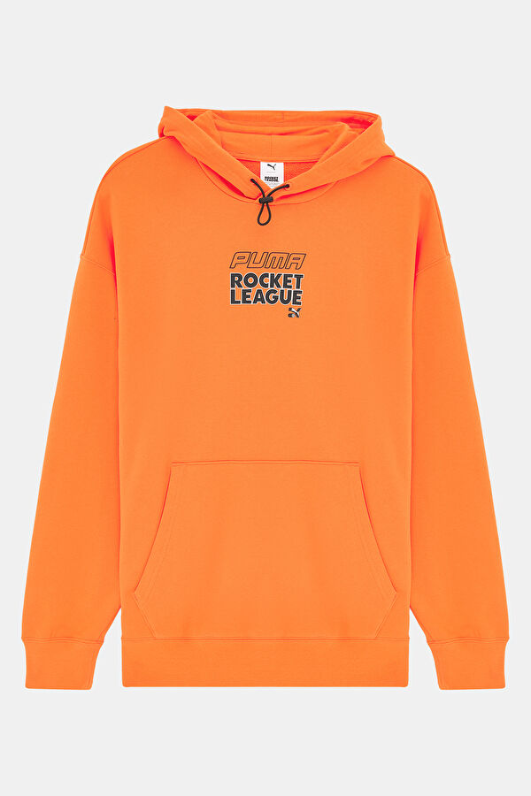 X Rocket League Turuncu Relax Kalıp Kapuşonlu Erkek Sweatshirt