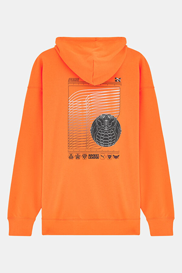 X Rocket League Turuncu Relax Kalıp Kapuşonlu Erkek Sweatshirt 2