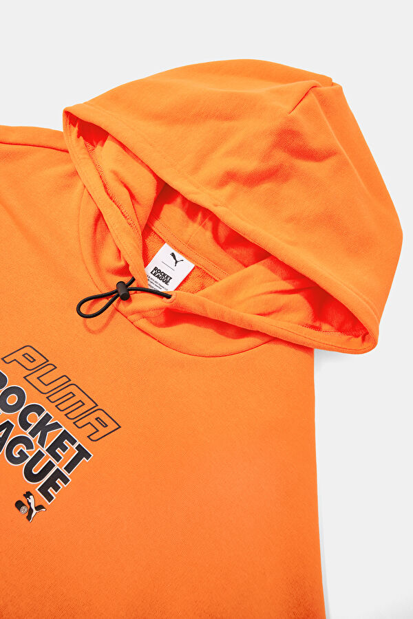 X Rocket League Turuncu Relax Kalıp Kapuşonlu Erkek Sweatshirt 3