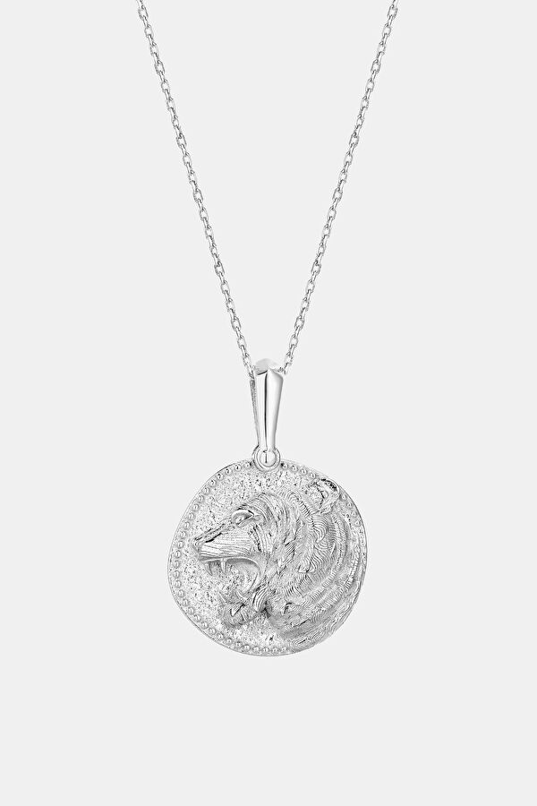 Silver Tiger Medallion Necklace