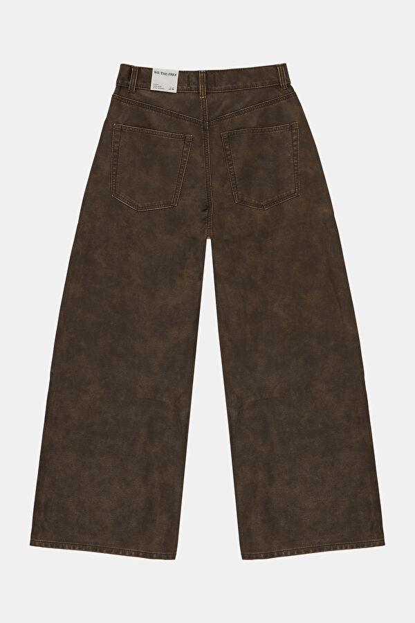 Dark Brown Viscose Women's Straight Leg Trousers 2
