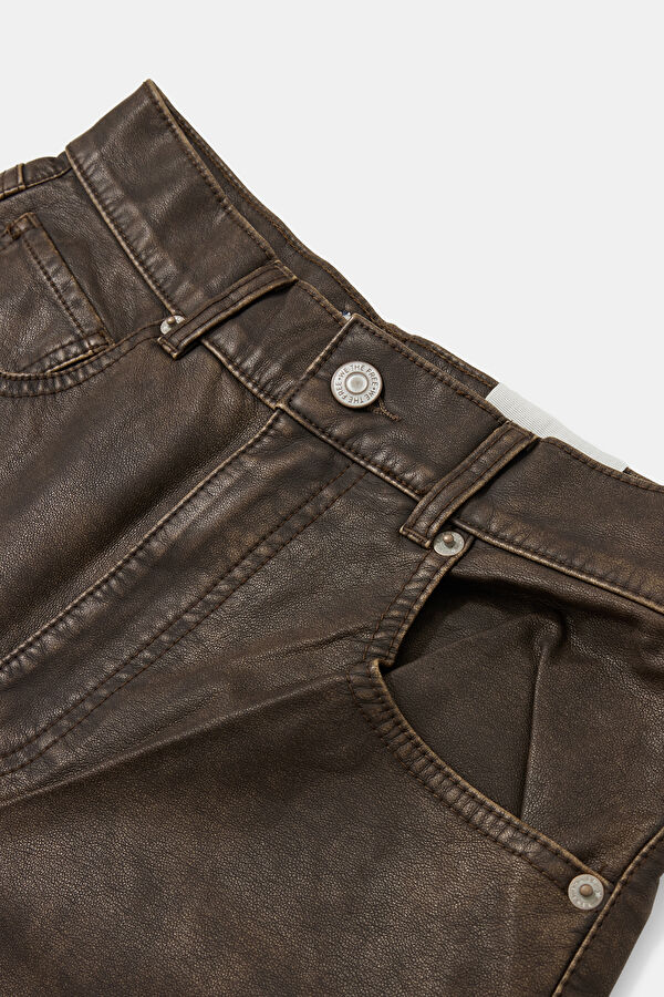 Dark Brown Viscose Women's Straight Leg Trousers 3