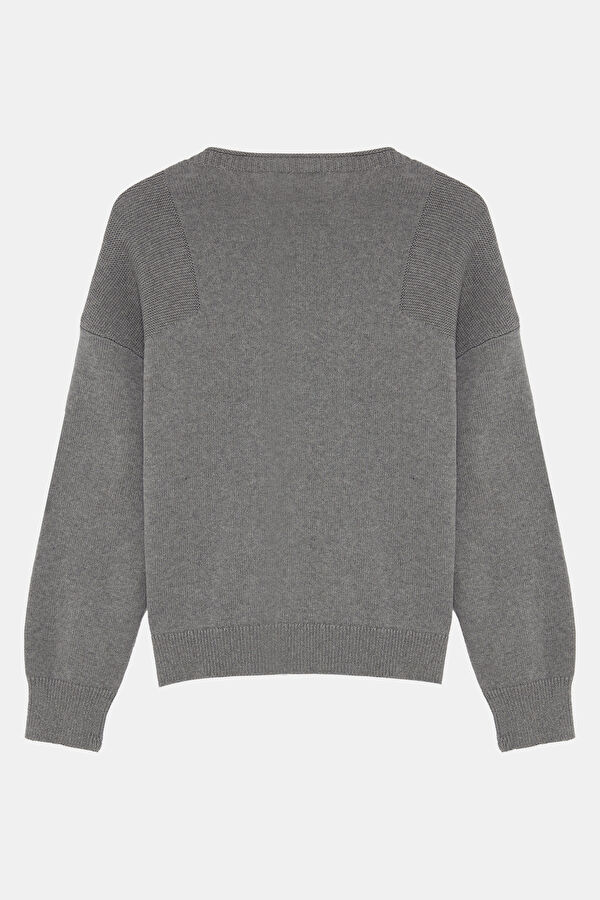 Grey Knitted Women's Sweater 2