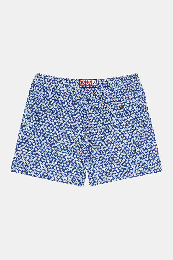 Navy Blue Patterned Elasticated Men's Swimsuit 2