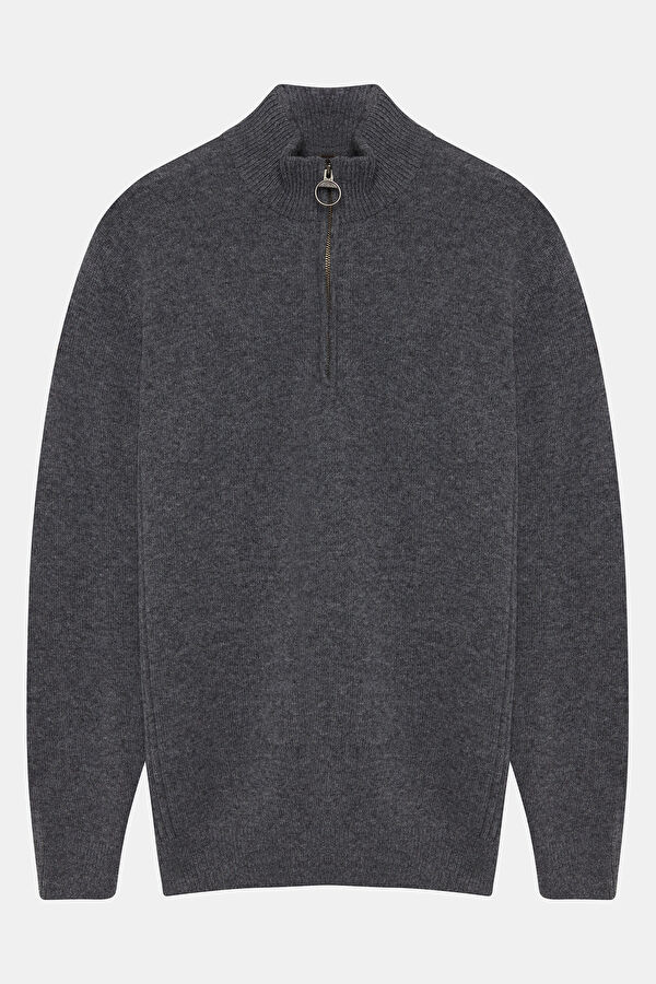 Holden Half Zip Gri Yün Triko Kazak