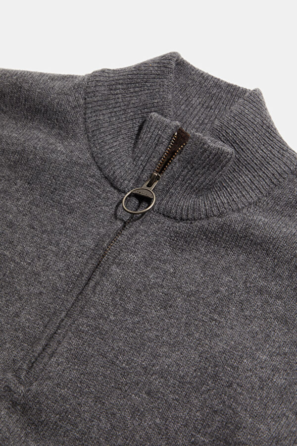 Holden Half Zip Gri Yün Triko Kazak 4